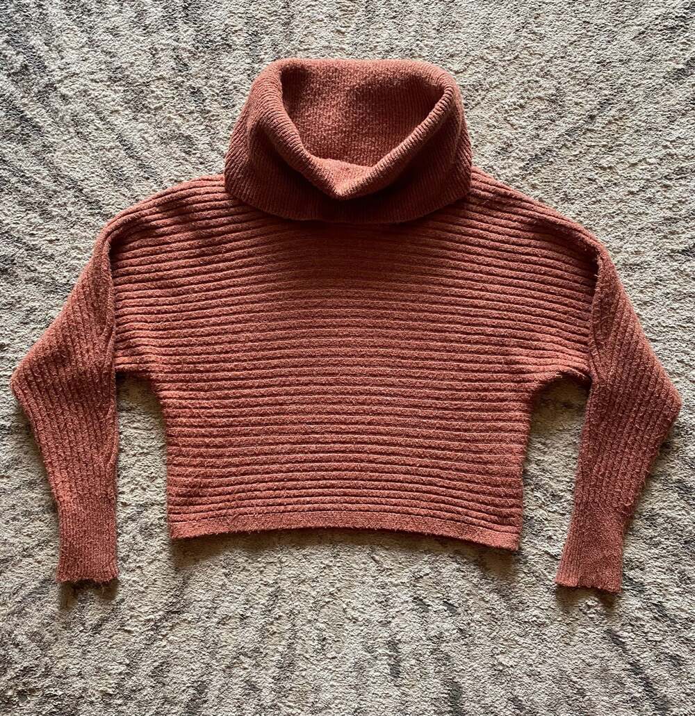 Pink Rose Cowl-Neck Oversized Sweater
